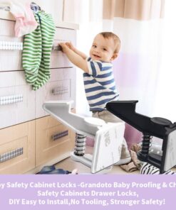 Baby Safety Cabinet Locks 12 Pack White-GRANDOTO Baby Proofing & Child Safety Cabinets Drawer Locks,DIY Easy to Install,No Tooling, Stronger Safety! 18 61l2DWj15GL 1