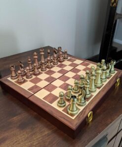 Agirlgle Retro Metal Chess Set with Folding Wooden Chess Board and Classic Handmade Standard Pieces Metal Chess Set for Kids Adult 58 61l4DZBk1yL