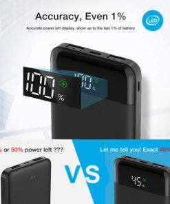 Charmast Portable Charger, USB C Battery Pack, 3A Fast Charging 10400mAh Power Bank LED Display, Slim Portable Phone Battery Charger for iPhone 13 12 11 X 8 7 Samsung S21 S20 Google LG OnePlus iPad Black 30 61l647I6Z L