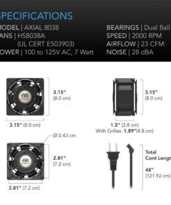 AC Infinity AXIAL 8038, Quiet Muffin Fan, 120V AC 80mm x 38mm Low Speed, UL-Certified for DIY Cooling Ventilation Exhaust Projects 35 61l6WsQ4mFL