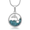 Gem Stone King Stunning Dolphin and Sea in a Circle with Blue Crystals Pendant 16 Inch Chain 15 61l8xReJvoL