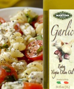 Mantova Garlic Extra Virgin Olive Oil (EVOO), Cold-Pressed, Imported from Italy. Topping for salad, vegetables, pasta salad. Perfect for dipping Italian bread or pan frying. (2-Pack) 34 Fl Oz (Pack of 2) 11 61lFeO6l6WL