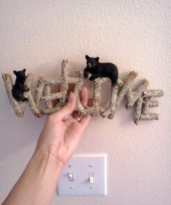 Rivers Edge Products Rustic Welcome Plaque Hanging Sign, Indoor or Outdoor, Poly Resin Welcome Door Hanger Decor for Home, Wall Art, Wall Decor, Front Porch or Entryway, Birch Bear 7 61lFgcbiJGL