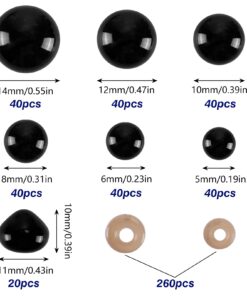 OUTUXED 520pcs Plastic Safety Eyes and Noses with Washers, Craft Doll Eyes, Black Safety Eyes for Amigurumi, Puppet, Plush Animal and Teddy Bear 26 61lFoJoNiPS