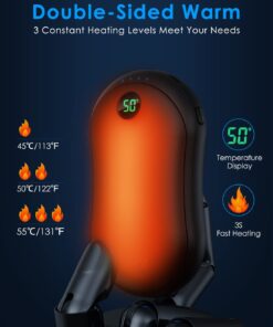 Alternative view of Hand Warmers Rechargeable, 10000mAh Electric Hand Warmer Power Bank with 3 Levels Double-Sided Heating, 15hrs Heat Portable Heater Gifts for Outdoors, Camping, Hiking, Skiing, Home Black