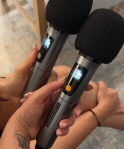 XZL Professional Wireless Microphones for Karaoke Singing, Rechargeable Dual UHF Dynamic Microphone, with Long-Distance UHF Receiver, Plug and Play, Speech, Wedding, Church, PA System Navy 28 61lGY3a8JL