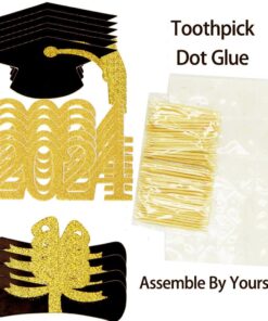 YuBoBo 2024 Graduation Cupcake Toppers, 48 PCS Food/Appetizer Picks For Graduation Party Mini Cake Decorations, Diploma, 2024, Grad Cap Set 48 Pieces (Gold) Gold 27 61lHg6y8sRL