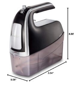 Hamilton Beach Electric Hand Mixer with Snap-On Case, Twisted Wire Beaters, Milkshake Rod, Dough Hook, Whisk, 6-Speed, Black 32 61lIA5fZTAL