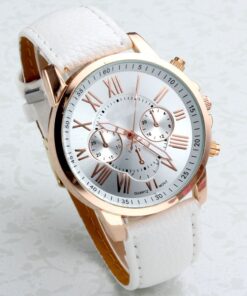 Top Plaza Fashion Women's Analog Watch, PU Leather Band Rose Gold Tone - White White Watch 26 61lL2Vk7EcL