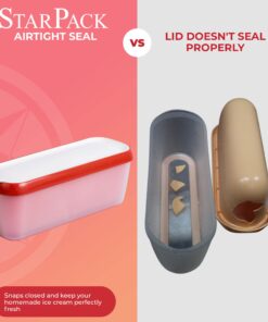 Alternative view of StarPack Long Scoop Reusable Ice Cream Container with Lid - Ice Cream Container for Home Made Ice Cream Storage, Soup & Food Storage - Durable Ice Cream Freezer Container with Style! 1 Pack Cherry Red