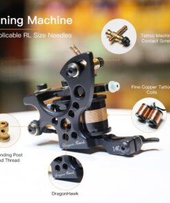 Dragonhawk Traditional Pro Complete Tattoo Kit - Two Machines Gun Easy Use Color Ink Power Supplies Disposable Needles Grips Great for Beginners & Starter Tattoo Aritsts 11-85 34 61lNW5VrnL 1