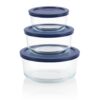 Pyrex Simply Store 6-Pc Glass Food Storage Set with BPA-Free Lids, 7-Cup to 2-Cup Round Containers, Dishwasher, Microwave & Freezer Safe, Blue 6 PIECE Medium 7 61lOSigE0uL