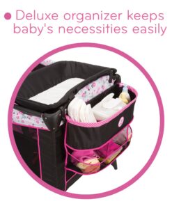 Disney Baby Sweet Wonder Playard, Foldable Baby Playpen: With Newborn Bassinet, Toy Arch, and Carry Bag, Mesh ,Minnie Garden Delight Garden Delight Minnie 24 61lSG9cN4HL