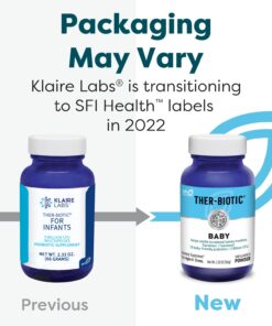 Klaire Labs Ther-Biotic Baby - Infant Probiotic Powder - Gut & Immune Support Baby Probiotics Powder - Mix with Breast Milk + Food - Bifidobacterium Infantis & More - Hypoallergenic (66g/2 Pack) 2.33 Ounce (Pack of 2) 12 61lSGAZ65qL 1