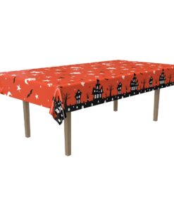 Beistle Haunted House Tablecover, 54” x 108” – Plastic Table Cloth, Rectangular Tablecloth, Halloween Tablecloth, Holiday Tablecloth, Halloween Plastic Tablecloth, Halloween Decorations 1 12 61lSHF245L