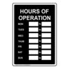 ComplianceSigns.com Hours Of Operation Sign, 10x7 inch Aluminum for Dining/Hospitality/Retail 6 61lTyZJ74QL