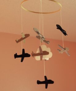 Sorrel + Fern Baby Crib Mobile (Airplanes in The Clouds) - Nursery Decoration Ceiling Mobile and Baby Shower for Boys & Girls - Grey and White Airplanes in The Clouds 35 61lV TWIN6L