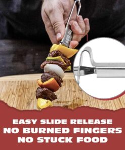 BBQ-AID Premium Barbecue Metal Skewers for Kabobs with Quick Release - Double Pronged, Stainless Steel Metal Skewers for Grilling - Kebab Skewers, Shish Kabob Skewers, Kabob Sticks, Veggies & More 6 Pack 18 61lW9aa74FL