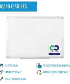 MasterVision® Earth Gold Ultra Magnetic Dry-Erase Whiteboard, 48" x 36", 45% Recycled, Aluminum Frame with Silver Finish 3' x 4' 36 x 48 Inches 18 61lX 0rcmTL