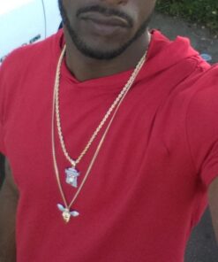 L &L Nation 14K Gold Plated Iced Out CZ Simulated Diamond Crown Jesus Piece Pendant with Rope Chain - Gold Tone Silver Stardust Jesus Necklace Hip Hop Jesus Chain for Men and Women 25 61lYYDJ5IaL