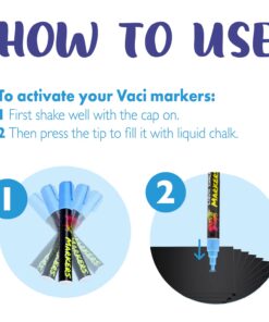 Vaci 10 Multicolored Liquid Chalk Markers | Erasable, Non-Toxic, Water-Based Pens | 6 mm Reversible Tips - Bullet & Chisel | On Chalkboards, Windows, Glass, Mirrors, Blackboards & More | Kids & Adults 10 Markers Set + Drawing Stencils 26 61lb0kgLA4L