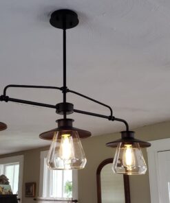 Globe Electric 64845 Nate 3-Light Pendant, Oil Rubbed Bronze, Clear Glass Shades, Bulb Not Included Without Bulb Oil Rubbed Bronze (3-Light) 47 61lbMdKm8rL