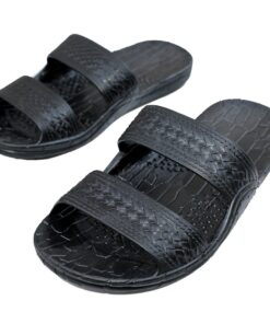 Alternative view of Rubber Double Strap Jesus Style Sandals Imperial Brand - With 1 Braided Natural Hemp Anklet Bracelet Bundle - 2 Items 5 Black