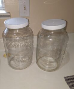 2 Pack ~ Wide Mouth 1 Gallon Clear Glass Jar - White Lid with Liner Seal for Fermenting Kombucha/Kefir, and Storing Food - USDA Approved, Dishwasher Safe 24 61ld55A knL