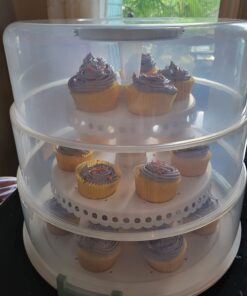 Sweet Creations 3 Tier, Collapsible Cupcake and Cakepop Display Carrier with Handel, White 49 61lfMEjiTIL