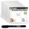 M.C. Squares Reusable Sticky Notes | 3" x 3" 6 Pack of White Stickies | Wet & Dry Erase Post Notes | Re-Stickable | Cling to Stainless Steel, Glass, Plastic | Includes Wet Erase Marker | USA Made 3"x3" 6 Pack 17 61llniHLV1L