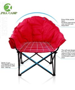 ALPHA CAMP Oversized Camping Chairs Padded Moon Round Chair Saucer Recliner with Folding Cup Holder and Carry Bag Red 27 61lufUjP6ZL