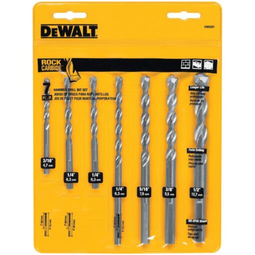 DEWALT Masonry Drill Bit Set, Percussion, Concrete & Block, 7-Piece (DW5207)