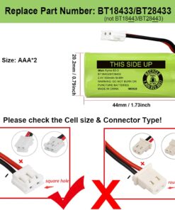 Alternative view of iMah BT18433/BT28433 2.4V 500mAh Ni-MH Cordless Phone Battery, Also Compatible with AT&T BT184342/BT284342 BT8300 BT1011 BT1018 BT1022 BT1031 2SN-AAA55H-S-J1 CS6120 CS6209 CL80109 EL52419, 2-Pack BT18433/BT28433, 2-Pack