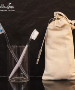 HealthAndYoga(TM) SteloSwipe Tongue Cleaner Scraper - Hygienic Seal-Pack - Surgical Grade Stainless Steel, Non-Synthetic Grip - Sterilizable Metal Tongue Scraper for Adults (1 Pack with Storage Bag) Surgical Steel - 1 Pack 37 61m Wf8oQJL