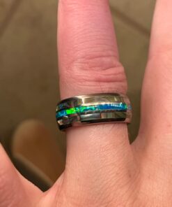 NUNCAD Mens Tungsten Ring Wedding Band 8mm Real Blue/Green Opal and Abalone Shell Tungsten Engagement Ring Comfort Fit Size 7-12 Marine Opal 7.5 15 61m wGUi91L