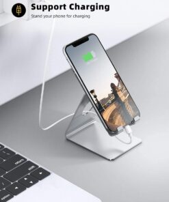Lamicall Cell Phone Stand, Desk Phone Holder Cradle, Compatible with Phone 12 Mini 11 Pro Xs Max XR X 8 7 6 Plus SE, All Smartphones Charging Dock, Office Desktop Accessories - Silver Sliver 29 61m1QDo4rL