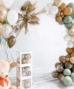 Sweet Baby Co. Neutral Sage Green Balloon Garland Kit Woodland Arch with Light Sage, Cocoa, Brown, Gold, White Balloons for Baby Shower Decorations, Hunter Jungle Theme Party Supplies, Safari Decor 36 61m2eyqXdVL