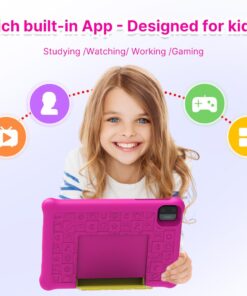 ApoloMedia Kids Tablet, 7 inch Android Tablet for Kids, Toddler Tablet with Bluetooth, WiFi, Parental Control, Dual Camera,2GB RAM 32GB ROM, Pink 10 61m4E9EwEyL
