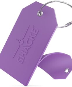 Alternative view of Shacke Luggage Tags with Full Back Privacy Cover w/Steel Loops - Set of 2 Purple