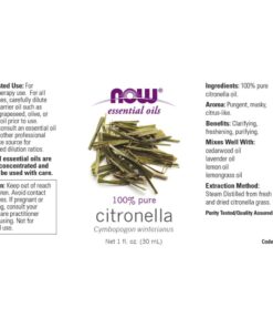 NOW Essential Oils, Citronella Oil, Freshening Aromatherapy Scent, Steam Distilled, 100% Pure, Vegan, Child Resistant Cap, 1-Ounce 1 Fl Oz (Pack of 1) 7 61m6tcTM9nL