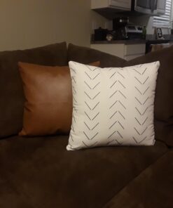 Woven Nook - Modern & Luxurious 18" x 18" Decorative Leather Throw Pillow Covers - Durable Quality & Machine Washable - 100% Polyester Faux Leather - Amaro Design - 4 Pack 18 x 18-Inch Amaro - Black, White, Tan, Grey, Brown, Neutral 27 61m7JEaalL