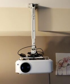 WALI Universal Projector Mount, Projector Ceiling Mount with 25.6'' Extendable Arms, Projector Mounting for Ceiling Adjustable Height Holds up to 44 lbs Projector Holder/Hanger (PM-001-W), White 40 61m8Xl4BKcL