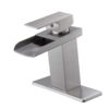 BWE Waterfall Bathroom Faucet Brushed Nickel for Sink 1 Hole Vanity Lavatory RV with Supply Hose Combo Parts Basin Commercial Single Handle Rustic Faucets Mixer Tap Lead-Free 45 61mAAlBFkdL