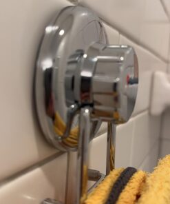 HASKO accessories - Powerful Vacuum Suction Cup Hooks Holder for Towel, Robe and Loofah - Stainless Steel Hook for Bathroom and Kitchen (Chrome) 41 61mBTg0vY6L