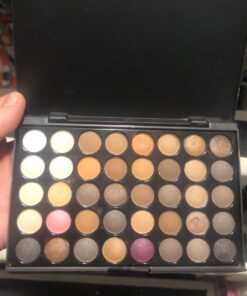 LandFox Cosmetic Matte Eyeshadow Cream Makeup Palette Shimmer Set 40 Color+ Brush Set+Fishtail Bottom Brush (A) 38 61mDNrmlawL