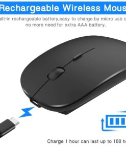 Rechargeable Wireless Mouse for MacBook Pro/ Air,Bluetooth Mouse for Laptop/PC/Mac/iPad pro/Computer black 20 61mJ Gd3zVL
