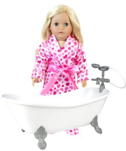 Sophia's Classic White Clawfoot Bathtub with Handheld Shower Head and Faucet Furniture Set for 18" Dolls, White/Silver 21 61mK8c4tXdL