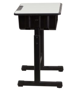 Alternative view of Flash Furniture Billie Open Front Student Desk for Classrooms or Remote Learning, Height Adjustable School Desk with Book Box and Bag Hooks, Black/Gray Set of 1