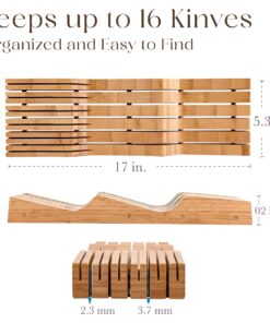 Bellemain 100% Pure Bamboo in Drawer Knife Block | Knife Drawer Organizer | Store Knives Safely with The Blades Down | Storage Solution for Your Kitchen | Knife Organizer Drawer Insert 34 61mKlabdCFL