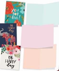 The Best Card Company - 10 Assorted Blank All Occasion Notecards Box Set 4 x 5.12 Inch w/Envelopes Inspiration Bulk Variety Pack, Men, Women (10 Designs, 1 Each) Elephant, Optimisms M6631OCB 13 61mQkSLXzRL